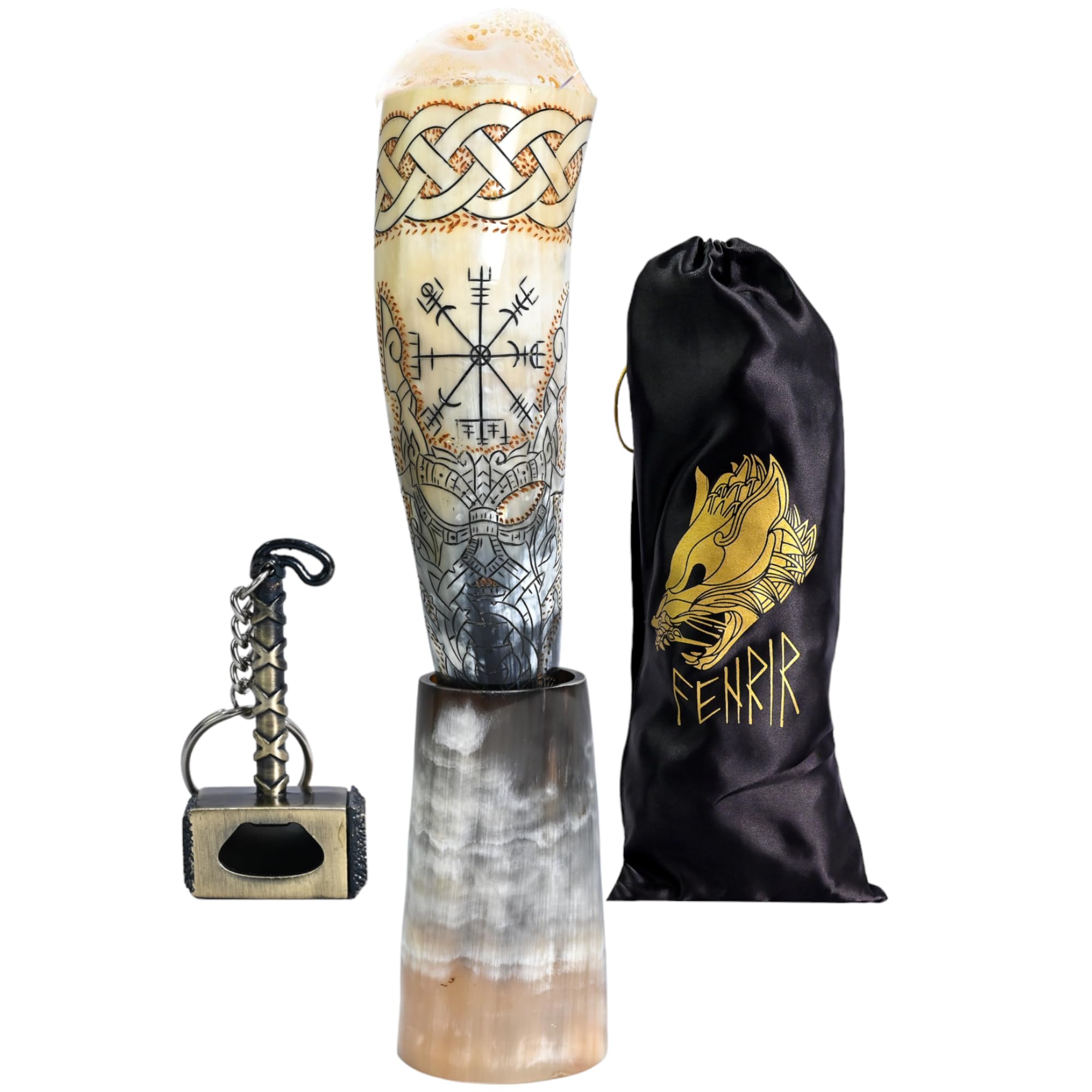 Amazon.com | FENRIR Viking Drinking Horn With Stand & Thor Bottle